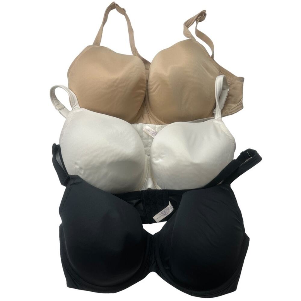 3 Cacique Bras Underwire Unpadded Cup Neutrals Adjustable Strap Women's 42DD